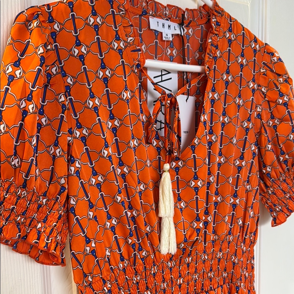 THML Orange Floral Midi Dress